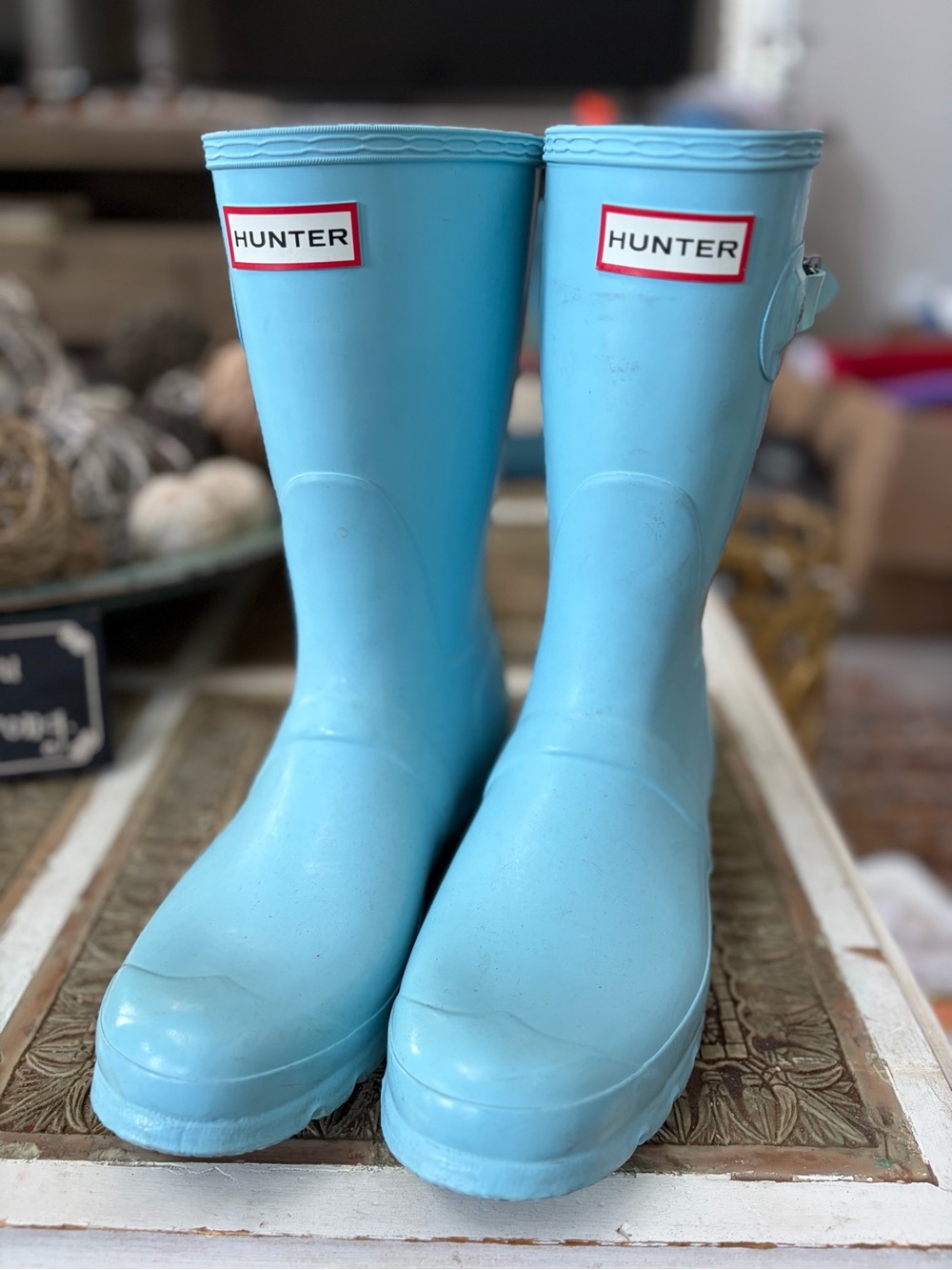 Hunter Pale Blue Rain Boots